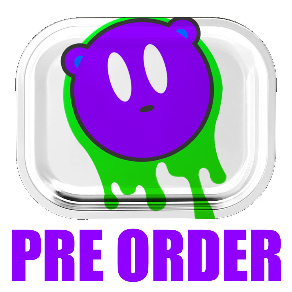 PRE ORDER - Purple Bear Tin Rolling Tray - Green Drip - Metal